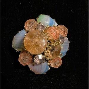 Schreiner Brooch Pink Blue‎ purple Stones